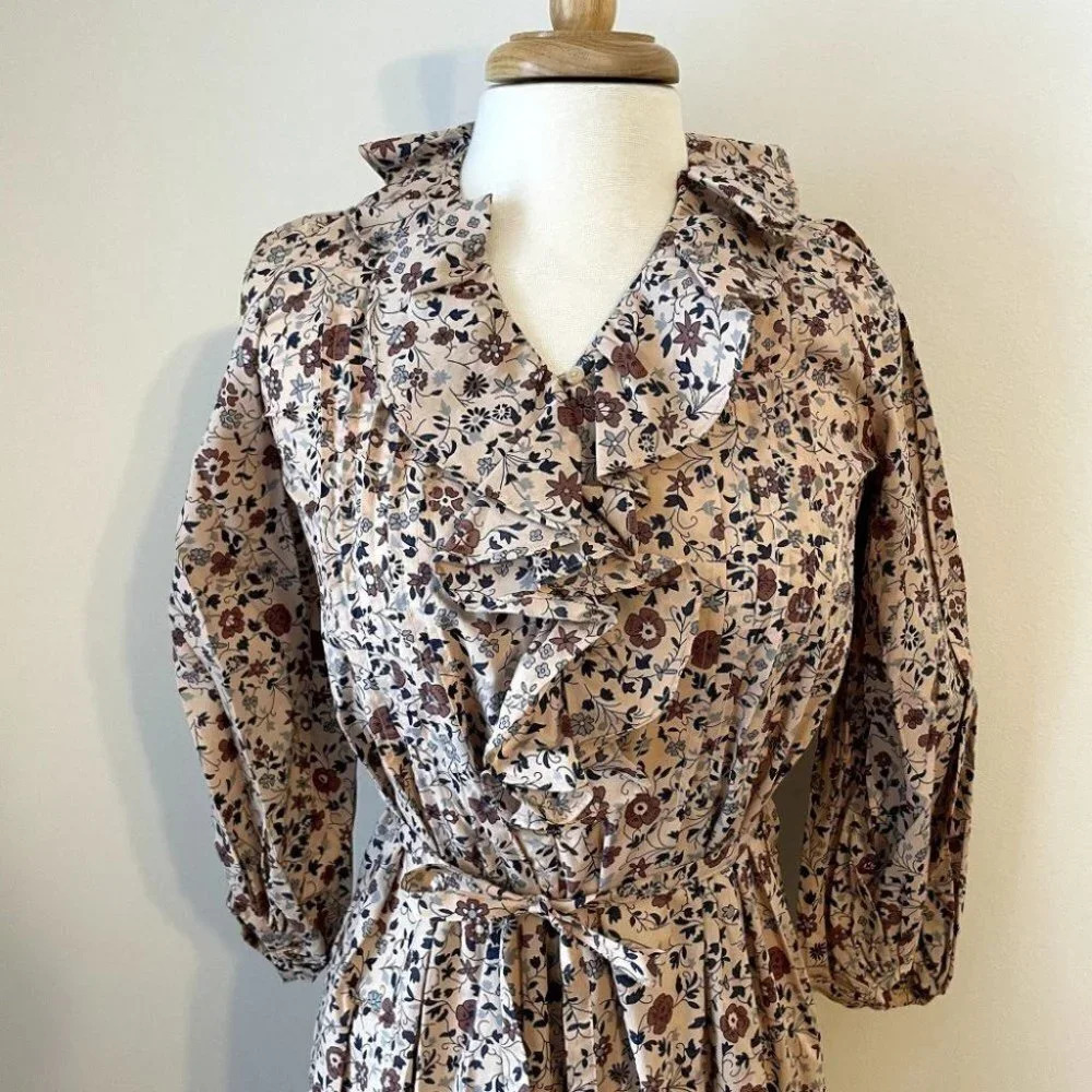 Christy Dawn The Plum Dress Size Small Sand Anemone Vine Puff Floral Ruffle  NWT - Picture 5 of 13